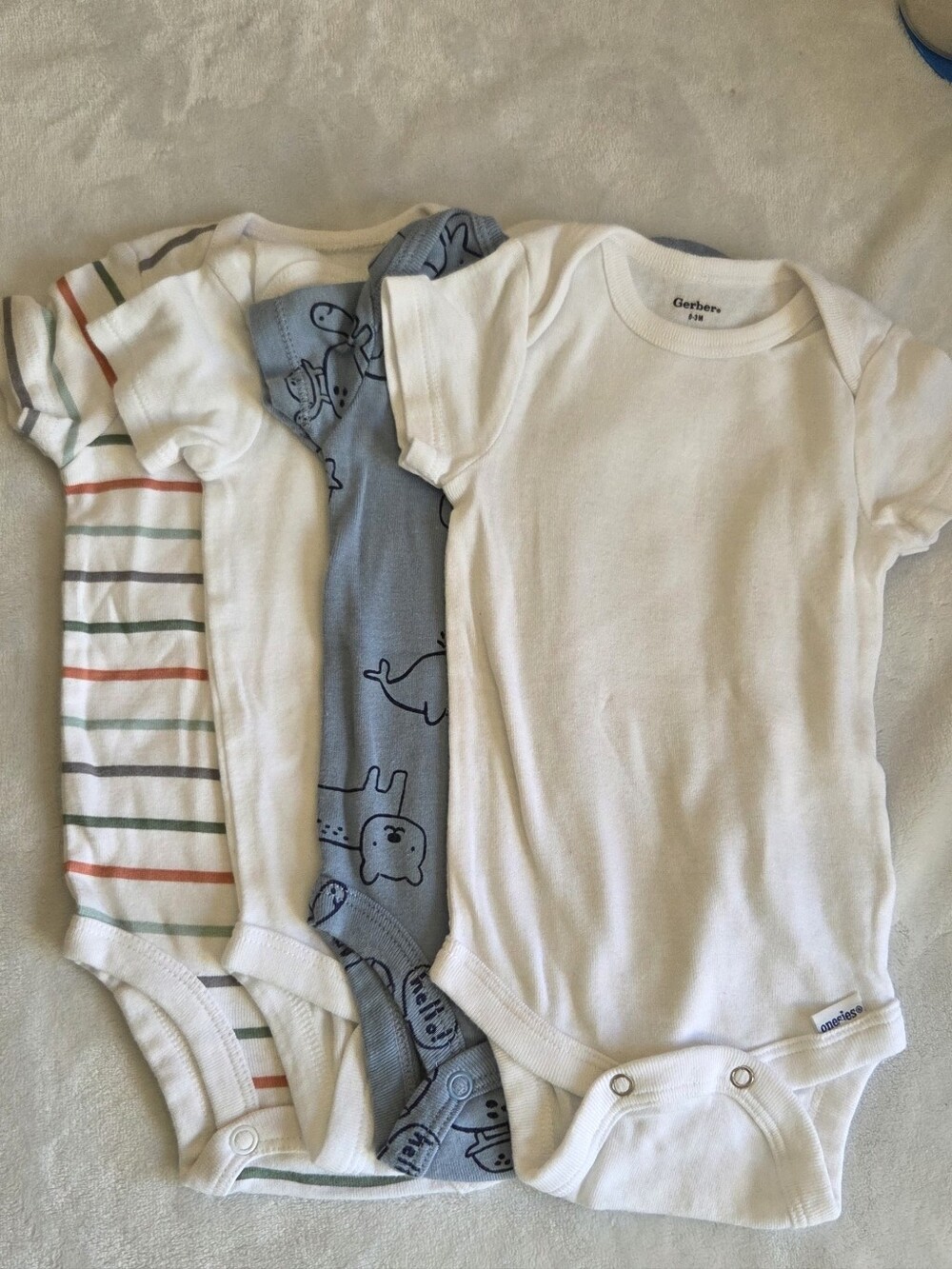 Adorable Set of 4 Soft Cotton Onesies (0-3M)